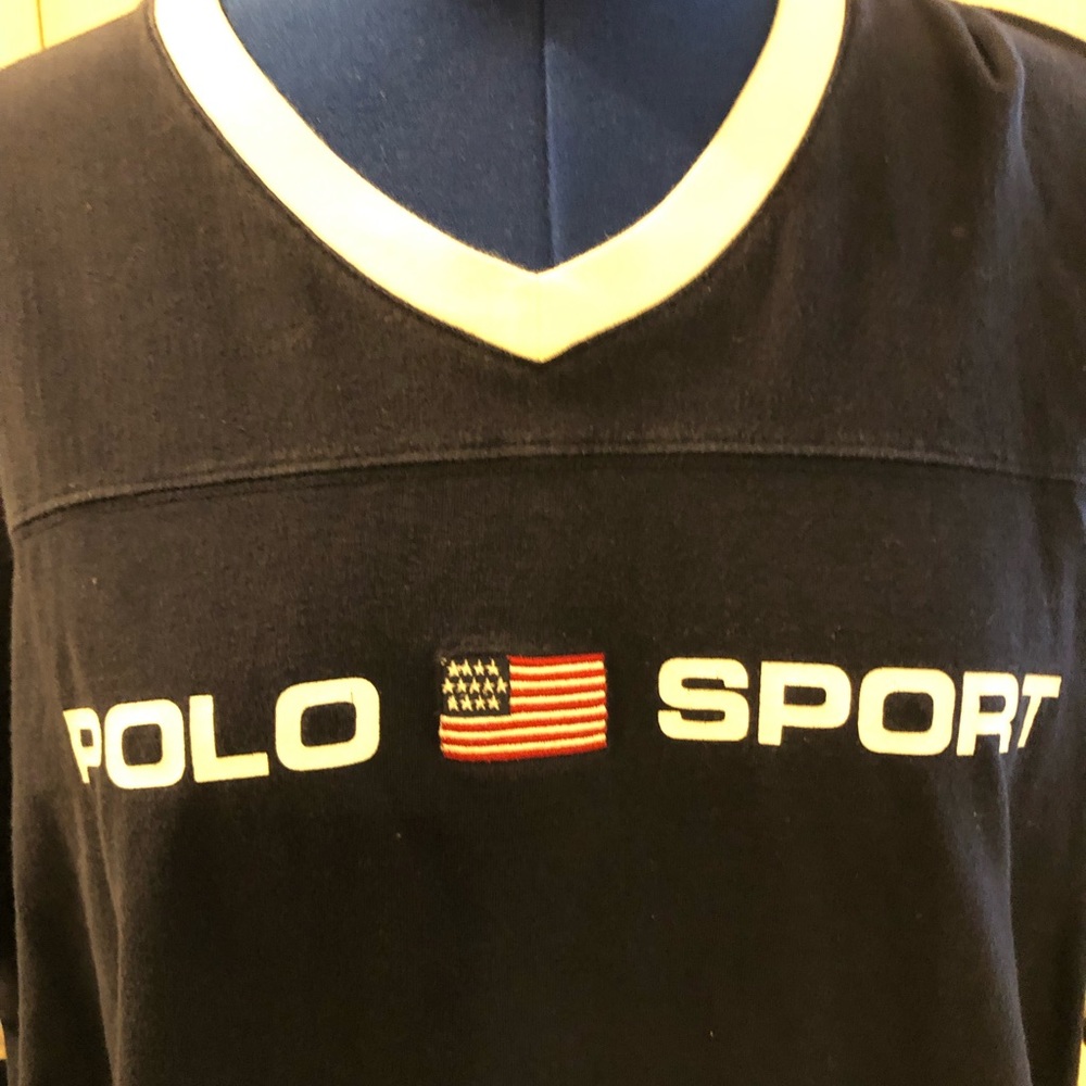 Vintage Polo Sport Men T-shirt dark blue & white